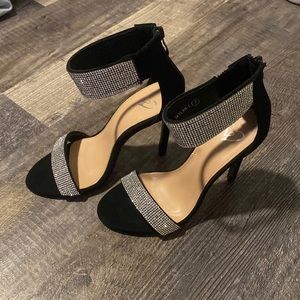 Black High Heels With Rhinestones